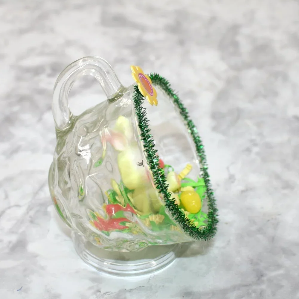 HAND CRAFTED Yellow Resin Bunny Spring Decor Ornament Upcycled Cup Easter